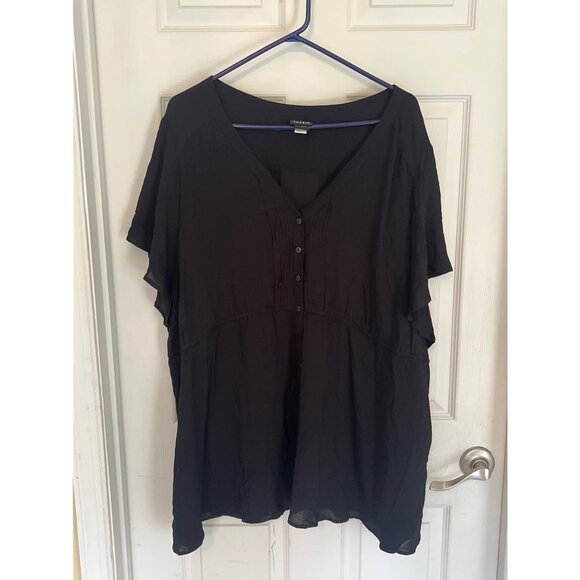 torrid Tops - Torrid Short Sleeve Black V-Neck Tunic Blouse Size 4 (4X)